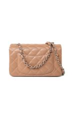 Light Caramel Lambskin Quilted Mini Rectangular Flap Silver Hardware - Image 19