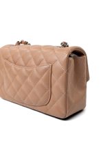 Light Caramel Lambskin Quilted Mini Rectangular Flap Silver Hardware - Image 5