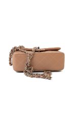 Light Caramel Lambskin Quilted Mini Rectangular Flap Silver Hardware - Image 7