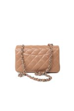 Light Caramel Lambskin Quilted Mini Rectangular Flap Silver Hardware - Image 6