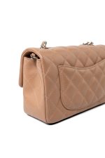 Light Caramel Lambskin Quilted Mini Rectangular Flap Silver Hardware - Image 4