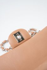Light Caramel Lambskin Quilted Mini Rectangular Flap Silver Hardware - Image 20