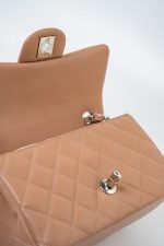 Light Caramel Lambskin Quilted Mini Rectangular Flap Silver Hardware - Image 17
