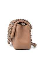 Light Caramel Lambskin Quilted Mini Rectangular Flap Silver Hardware - Image 2