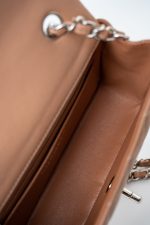 Light Caramel Lambskin Quilted Mini Rectangular Flap Silver Hardware - Image 21