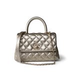 20A Metallic Aged Calfskin Quilted Small Coco Handle Light Gold Hardware - Image 2
