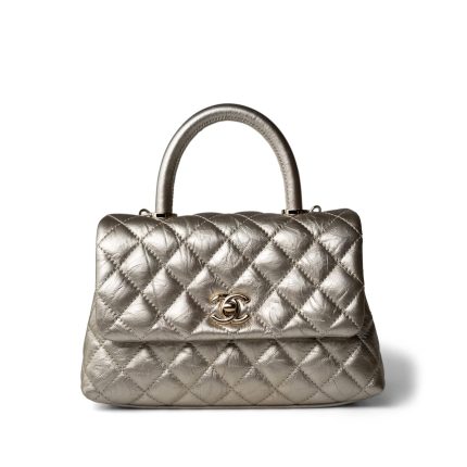20A Metallic Aged Calfskin Quilted Small Coco Handle Light Gold Hardware