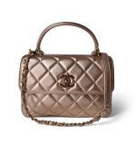 Metallic Lambskin Quilted Trendy CC Small