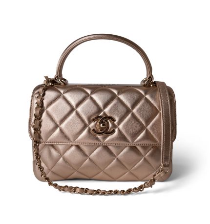 Metallic Lambskin Quilted Trendy CC Small