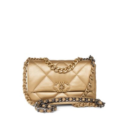 Metallic Goatskin Quilted 19 Flap Small Mixed Hardware