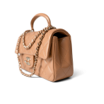 23P Dark Beige Lambskin Quilted Mini Top Handle LGHW - Image 14