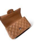 23P Dark Beige Lambskin Quilted Mini Top Handle LGHW - Image 7