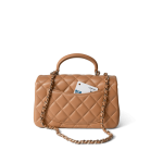 23P Dark Beige Lambskin Quilted Mini Top Handle LGHW - Image 5