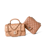 23P Dark Beige Lambskin Quilted Mini Top Handle LGHW - Image 12