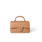 23P Dark Beige Lambskin Quilted Mini Top Handle LGHW
