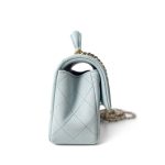 Light Blue Lambskin Quilted Mini Top Handle Light Gold Hardware - Image 5