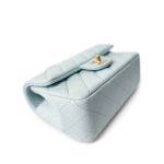 Light Blue Lambskin Quilted Mini Top Handle Light Gold Hardware - Image 8