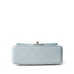 Light Blue Lambskin Quilted Mini Top Handle Light Gold Hardware - Image 6