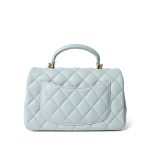 Light Blue Lambskin Quilted Mini Top Handle Light Gold Hardware - Image 4