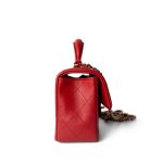 22P Red Lambskin Mini Top Handle Light Gold Hardware - Image 13