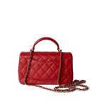 22P Red Lambskin Mini Top Handle Light Gold Hardware - Image 7