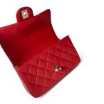 22P Red Lambskin Mini Top Handle Light Gold Hardware - Image 10