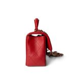 22P Red Lambskin Mini Top Handle Light Gold Hardware - Image 13