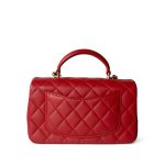 22P Red Lambskin Mini Top Handle Light Gold Hardware - Image 14