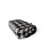 20s Black White Houndstooth Tweed Quilted Classic Flap Medium Light Gold Hardware - Image 4