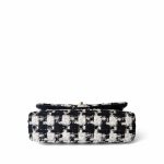 20s Black White Houndstooth Tweed Quilted Classic Flap Medium Light Gold Hardware - Image 10