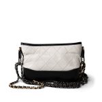 Gabrielle Hobo Bag White Black Mini Mixed Hardware - Image 5