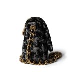 Wool Tweed Quilted Elegant Chain Flap Black Grey - Image 7
