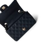 18B Navy Caviar Quilted Mini Rectangular Light Gold Hardware - Image 9