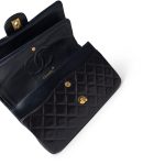 Vintage Navy Lambskin Quilted Classic Flap Medium Gold Hardware - Image 8