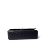 Vintage Navy Lambskin Quilted Classic Flap Medium Gold Hardware - Image 7