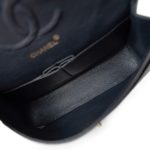 Vintage Navy Lambskin Quilted Classic Flap Medium Gold Hardware - Image 5