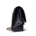 Vintage Navy Lambskin Quilted Classic Flap Medium Gold Hardware - Image 12