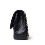 Vintage Navy Lambskin Quilted Classic Flap Medium Gold Hardware - Image 10