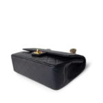 Vintage Navy Lambskin Quilted Classic Flap Medium Gold Hardware - Image 13
