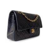 Vintage Navy Lambskin Quilted Classic Flap Medium Gold Hardware - Image 3