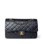 Vintage Navy Lambskin Quilted Classic Flap Medium Gold Hardware