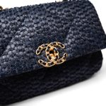 Navy Raffia Quilted 19 Flap Small Mixed Hardware - Image 3