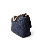Navy Raffia Quilted 19 Flap Small Mixed Hardware - Image 11