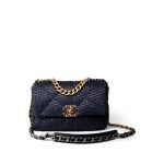 Navy Raffia Quilted 19 Flap Small Mixed Hardware - Image 2