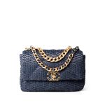Navy Raffia Quilted 19 Flap Small Mixed Hardware - Image 16