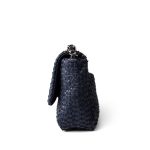Navy Raffia Quilted 19 Flap Small Mixed Hardware - Image 13