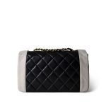 Dark Navy White Lambskin Quilted Diana Flap Medium Gold Hardware - Image 3