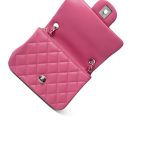 19C Pink Lambskin Quilted Mini Square Flap Silver Hardware - Image 11
