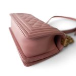20A Metallic Pink Calfskin Quilted Small Boy Bag Aged Gold Hardware - Image 8