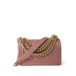 20A Metallic Pink Calfskin Quilted Small Boy Bag Aged Gold Hardware - Image 2
